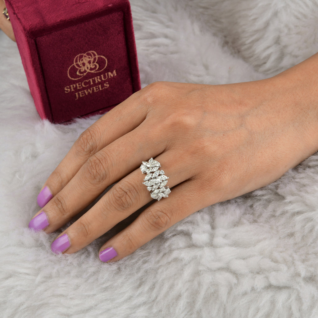 1.62 Ct Natural Multi Cut Diamond Cluster Ring Unity & Promise