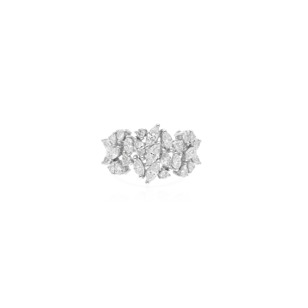 1.62 Ct Natural Multi Cut Diamond Cluster Ring Unity & Promise
