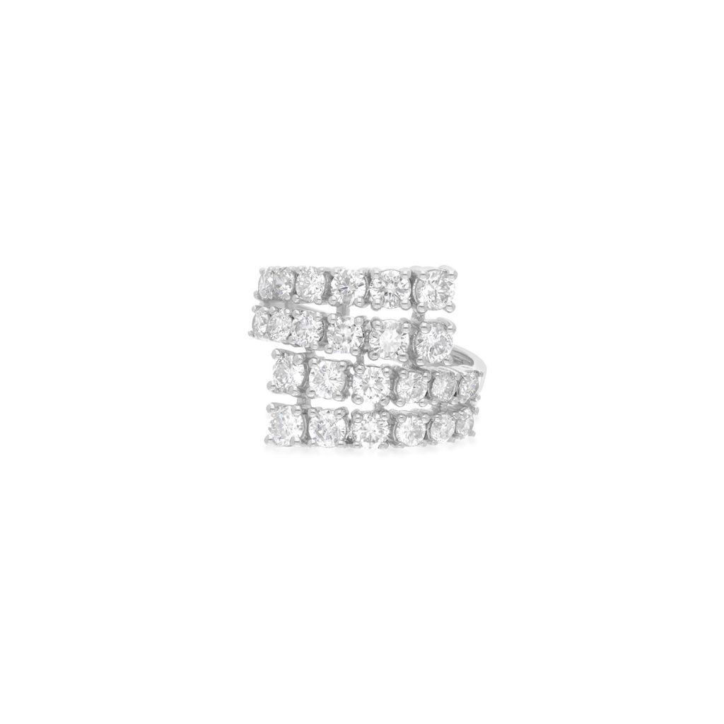 2.40 Ct SI/H Round Multi-Row Diamond Statement Band Ring Anniversary Gift