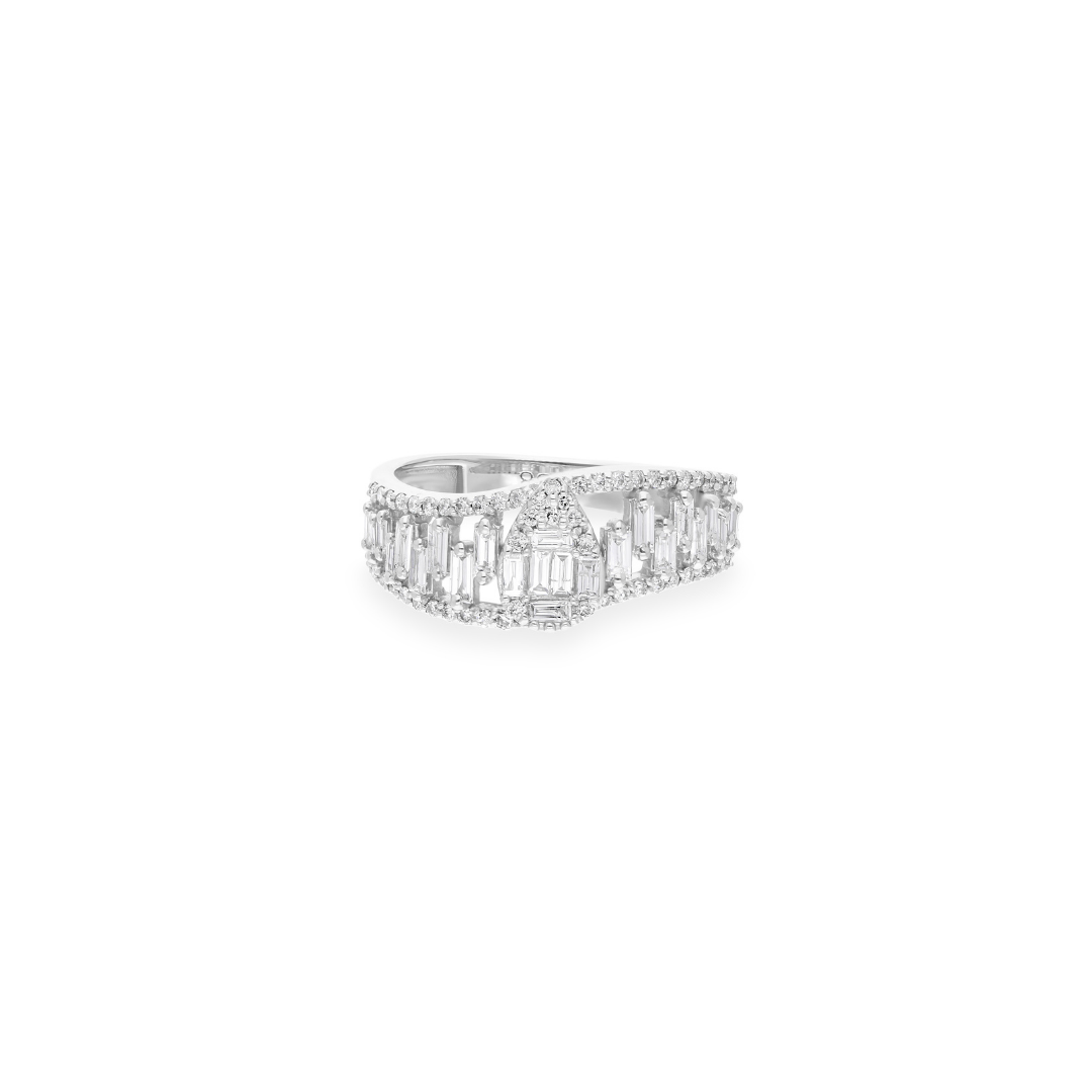 0.67Ct Baguette Cut Natural Diamond Anniversary Wide Band Gold Ring