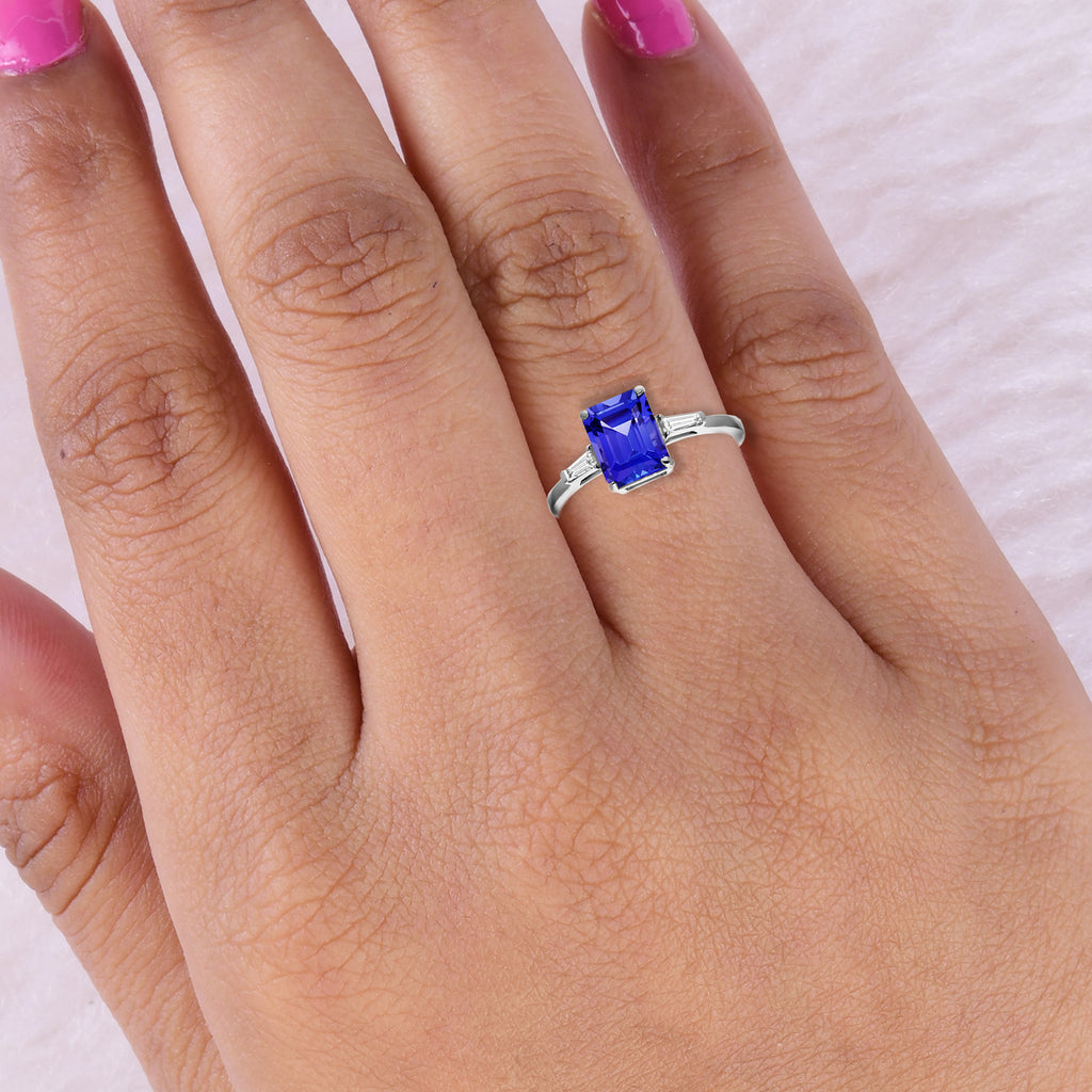 Solitaire 2.36Ct Natural Tanzanite Diamond Gemstone Solid Gold Ring