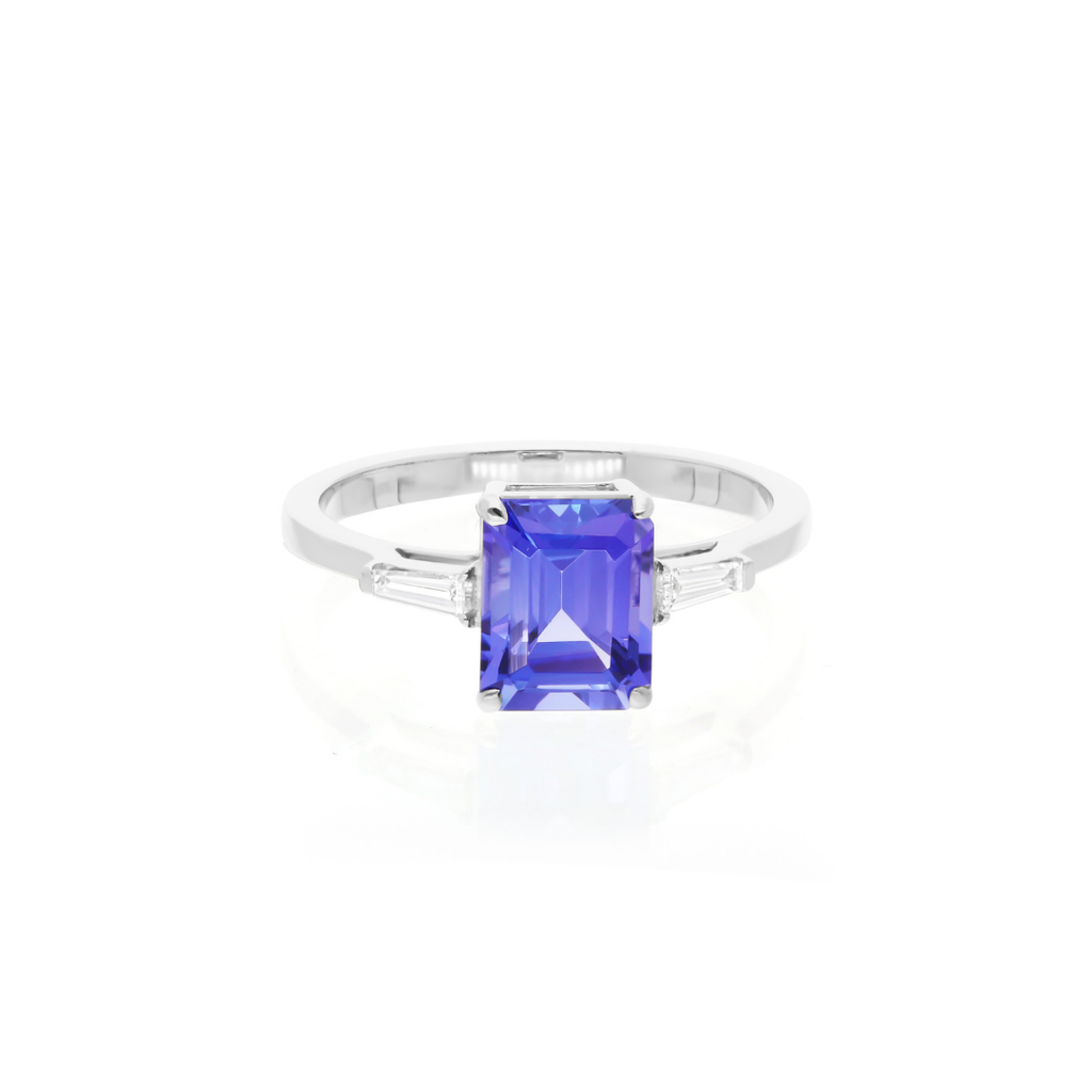 Solitaire 2.36Ct Natural Tanzanite Diamond Gemstone Solid Gold Ring