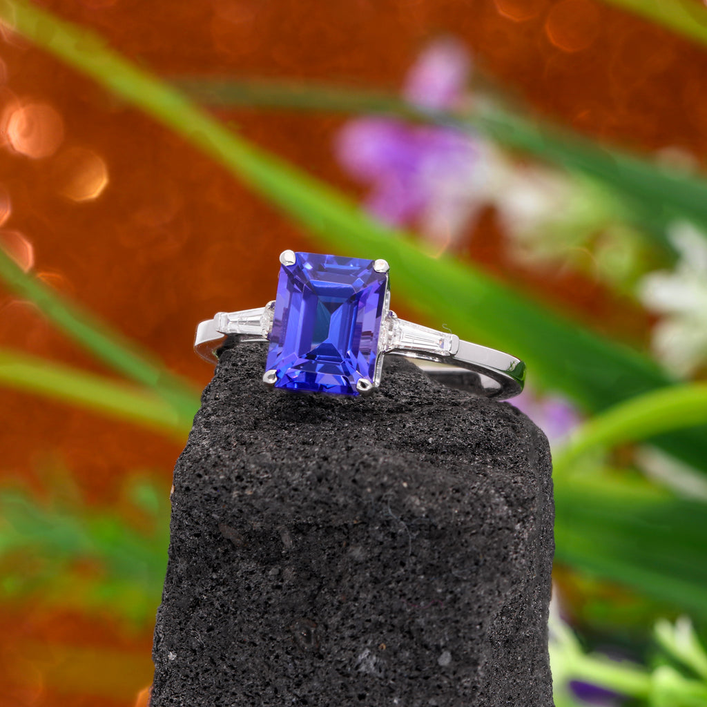 Solitaire 2.36Ct Natural Tanzanite Diamond Gemstone Solid Gold Ring