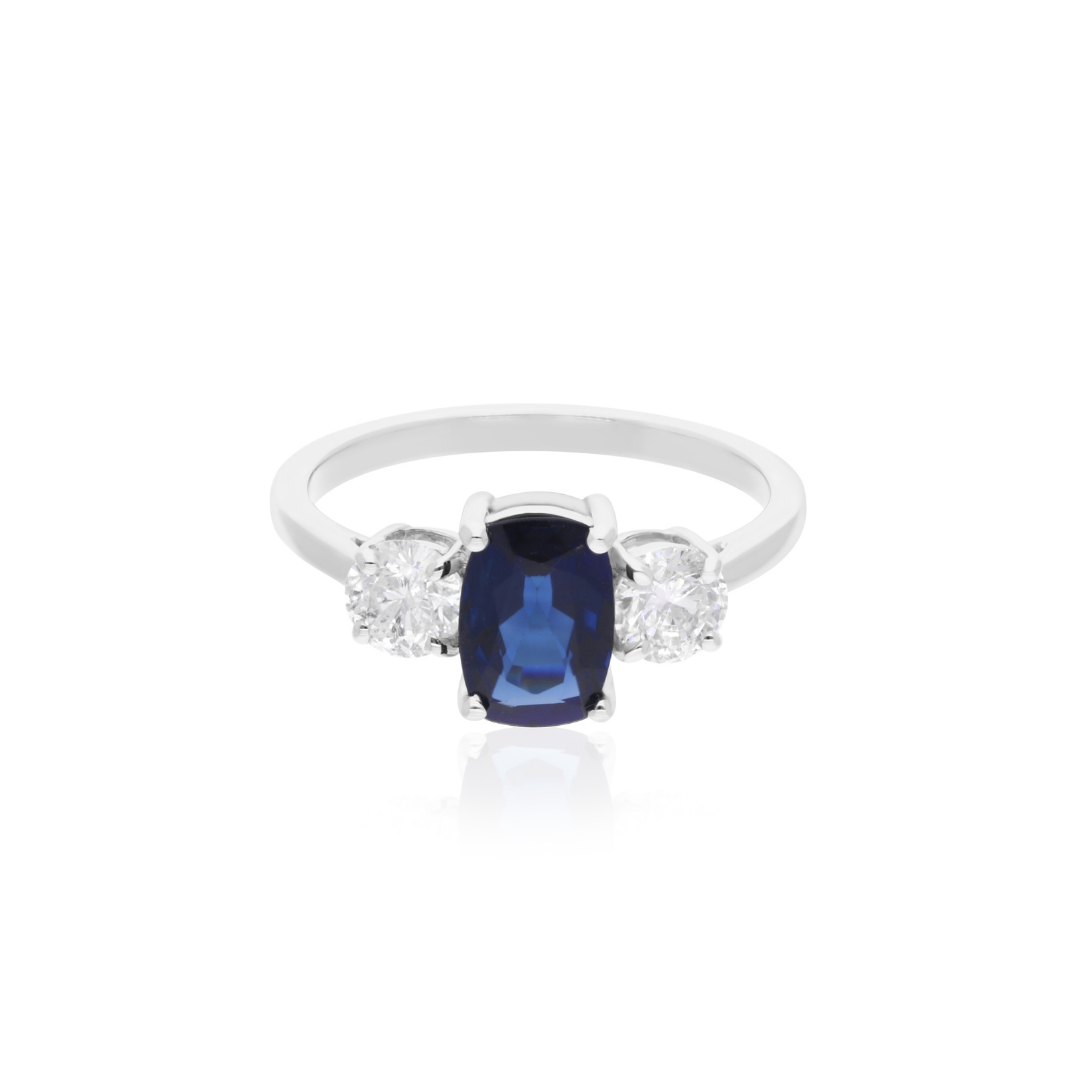 2.42 Tcw Natural Diamond Blue Sapphire Gemstone Gold Wedding Ring