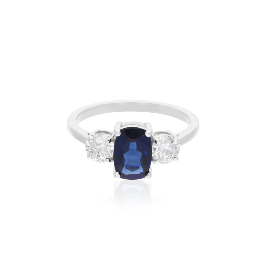 2.42 Tcw Natural Diamond Blue Sapphire Gemstone Gold Wedding Ring