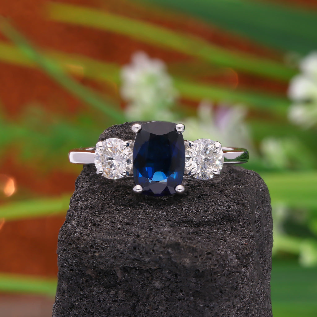 2.42 Tcw Natural Diamond Blue Sapphire Gemstone Gold Wedding Ring
