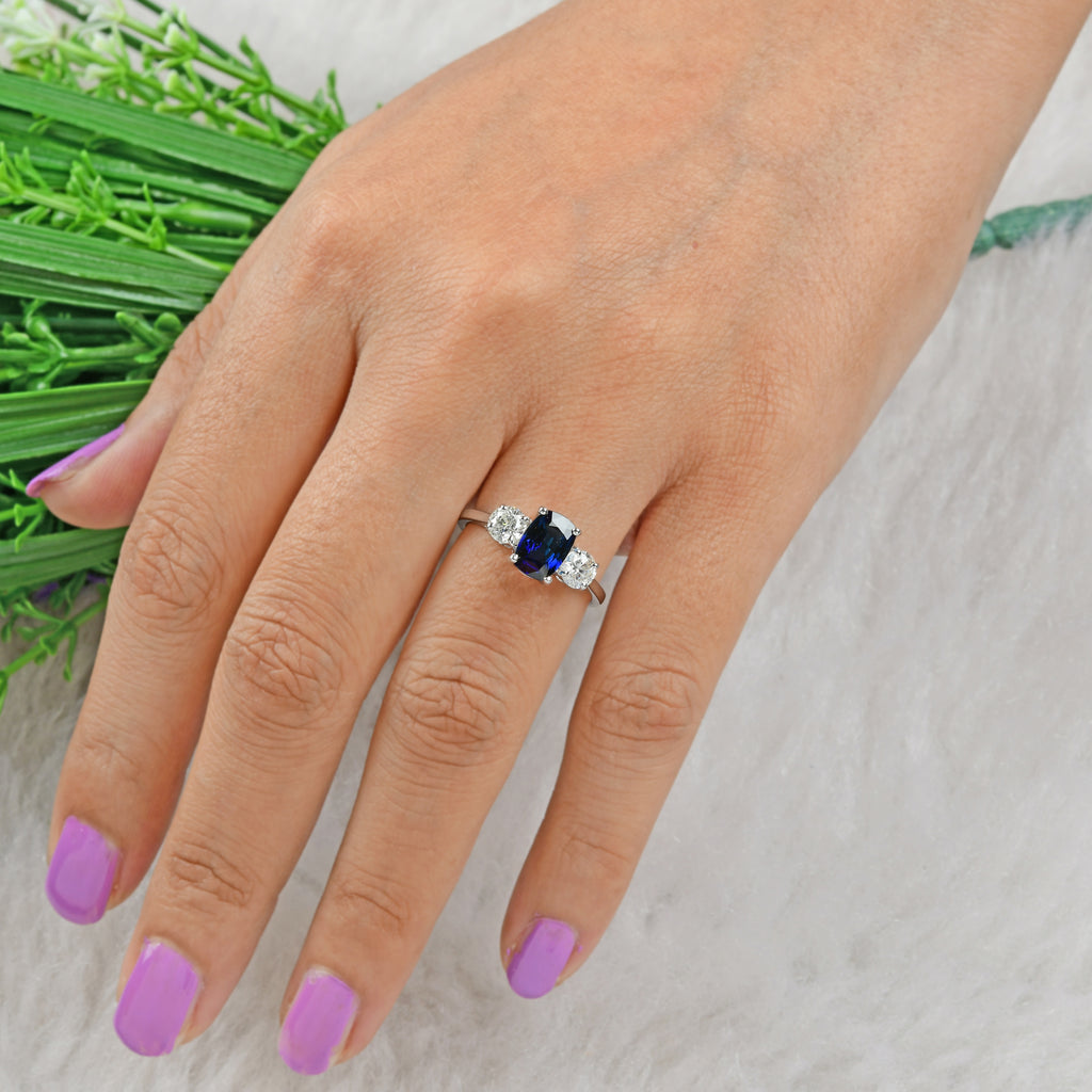 2.42 Tcw Natural Diamond Blue Sapphire Gemstone Gold Wedding Ring