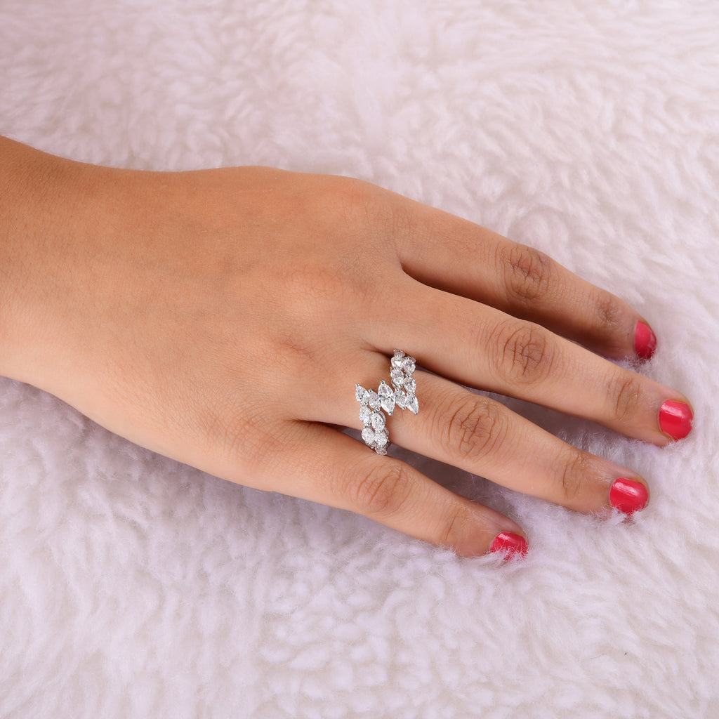 2.49 Carat SI/H Real Marquise Pear Cut Diamond Wrap Ring Fine Gold Jewelry