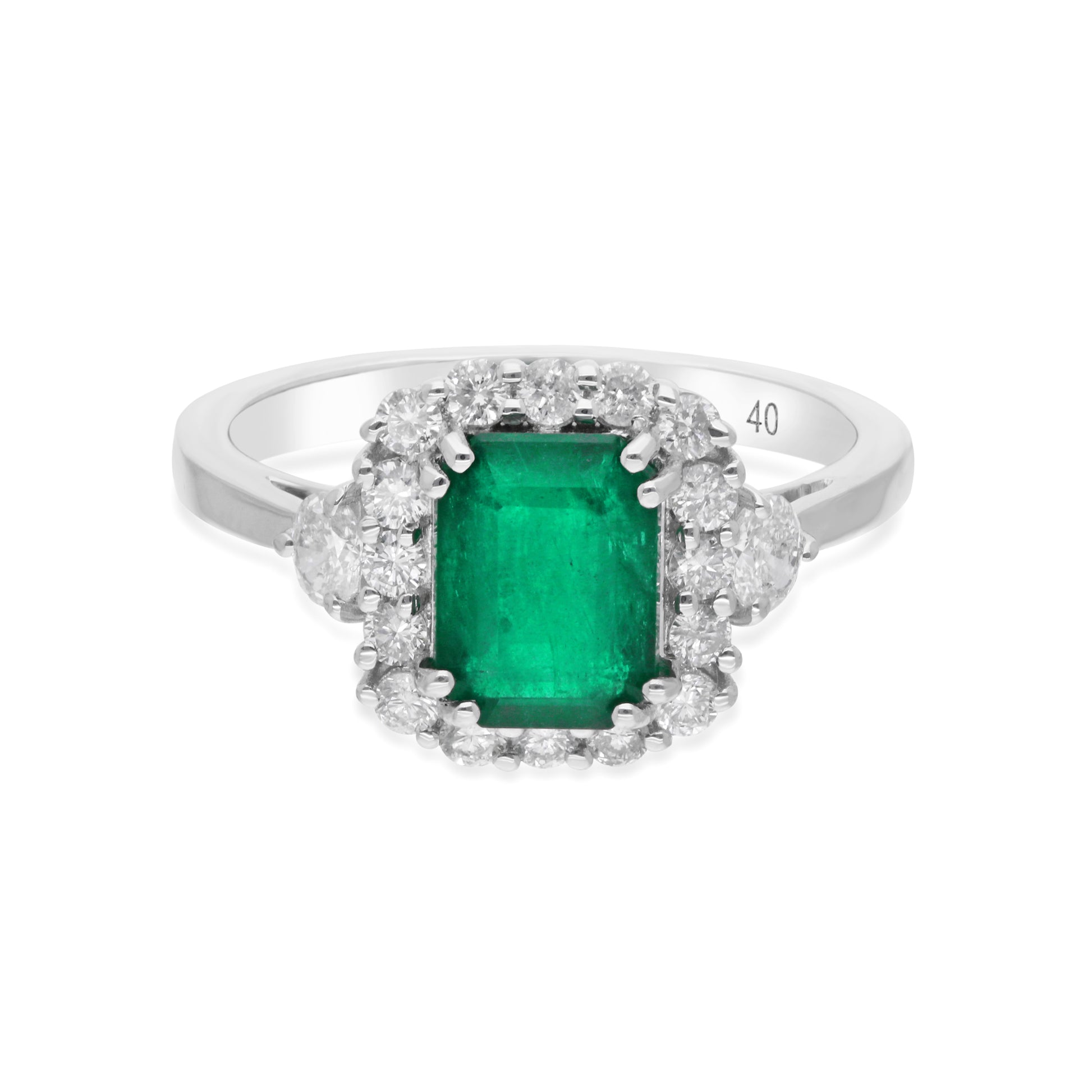 Fine Gold Zambian Emerald Anniversary Diamond Halo Ring Jewelry