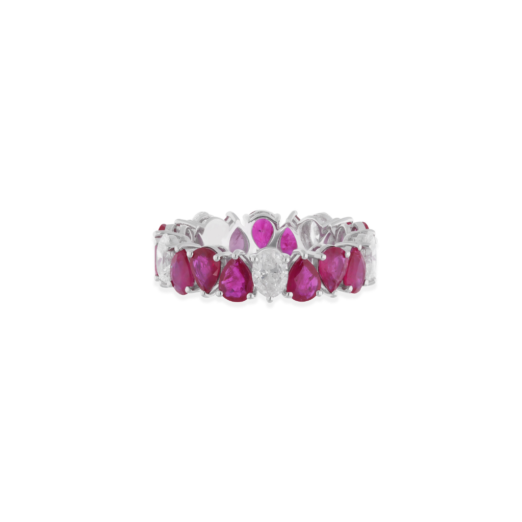 4.63 Carat Ruby and Diamond Alternating Stackable Full Eternity Band Ring