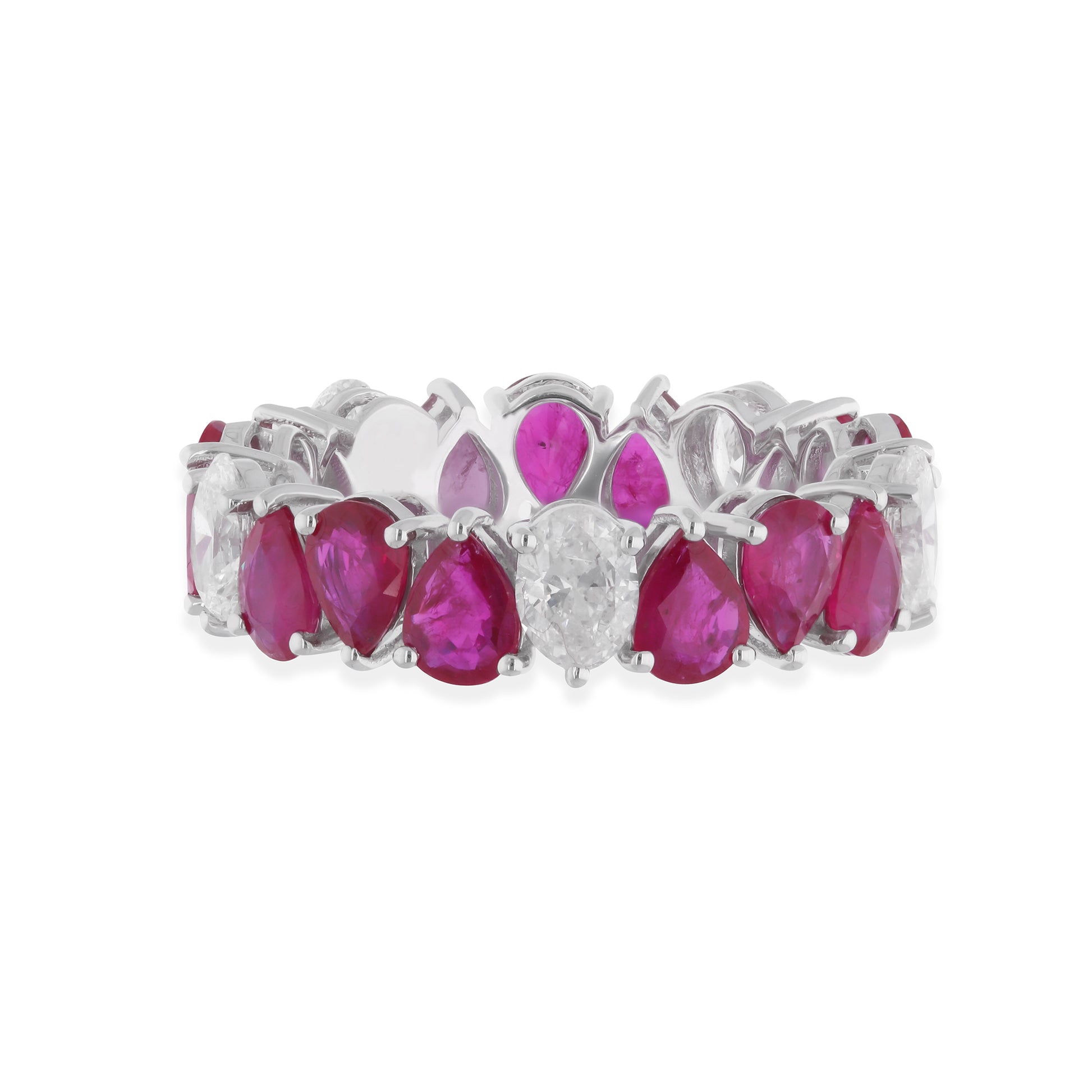 4.63 Carat Ruby and Diamond Alternating Stackable Full Eternity Band Ring