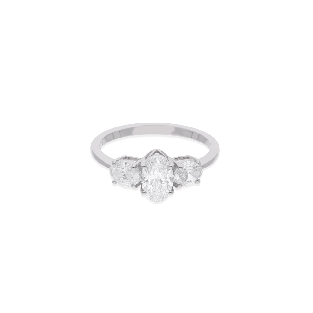 Oval Cut Three Stone Wedding Diamond Fine Gold Ring