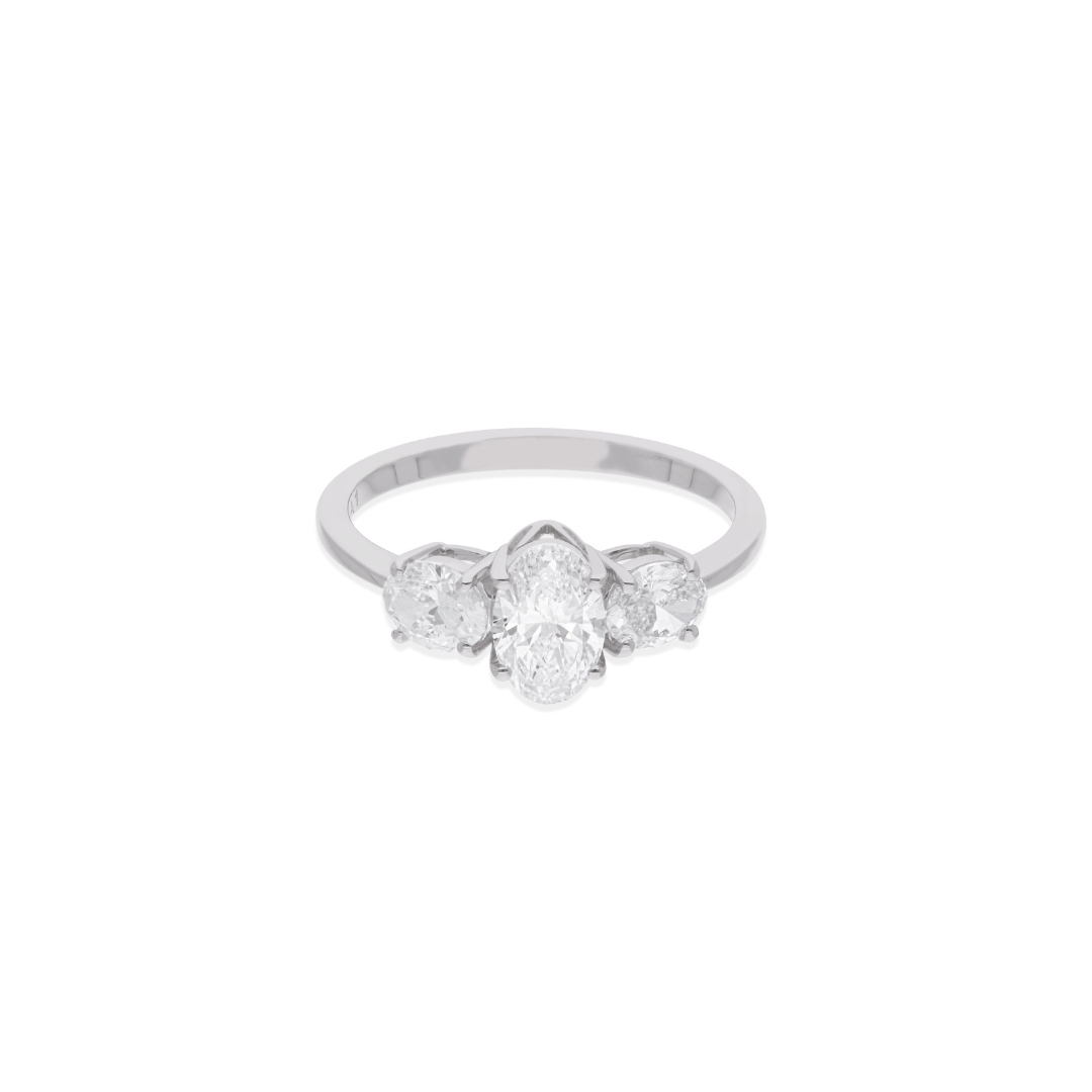 Oval Cut Three Stone Wedding Diamond Fine Gold Ring