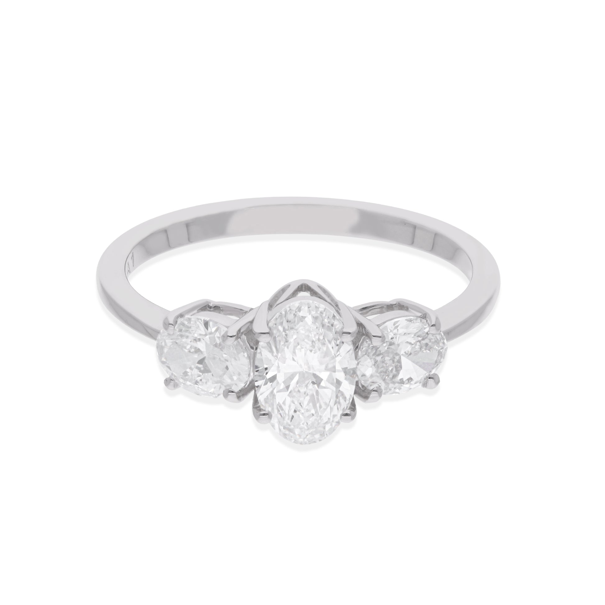 Oval Cut Three Stone Wedding Diamond Fine Gold Ring