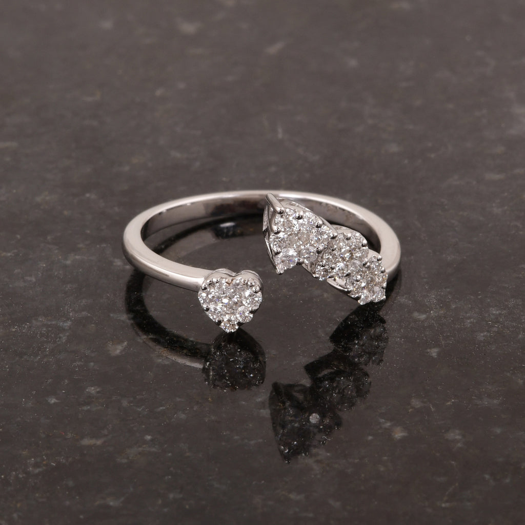 0.33 Ct. SI/HI Round Cut Diamond Cluster Bypass Gold Ring