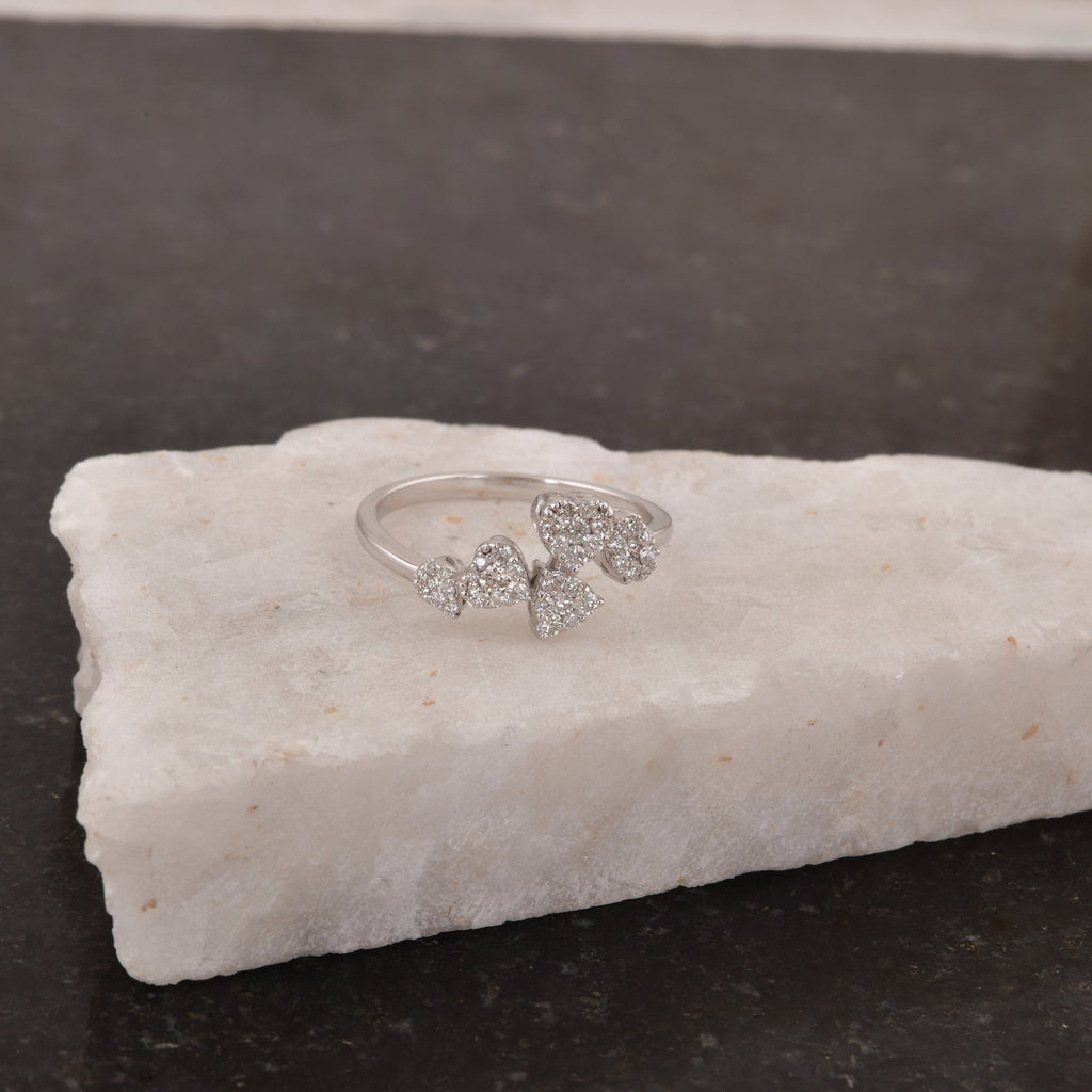 0.36Ct Round Brilliant Cut Natural Diamond Open Cuff Wedding Gold Ring
