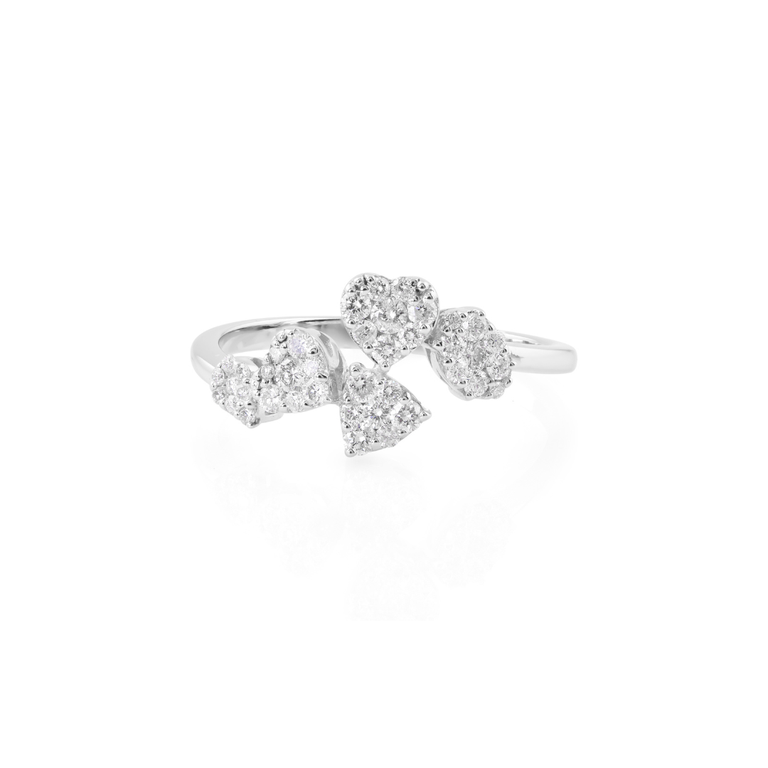 0.36Ct Round Brilliant Cut Natural Diamond Open Cuff Wedding Gold Ring