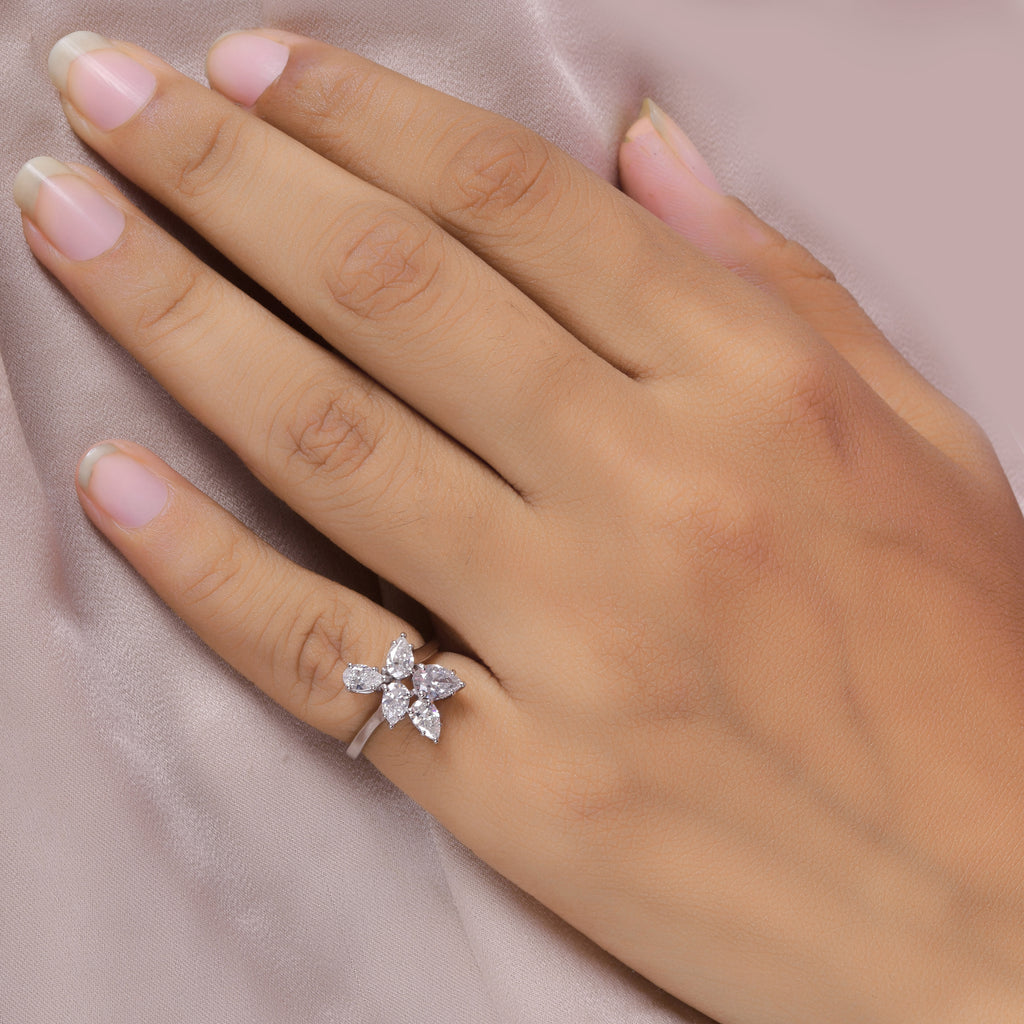 1.21Ct Pear Cut SI/HI Natural Diamond Pinky Anniversary Gold Ring