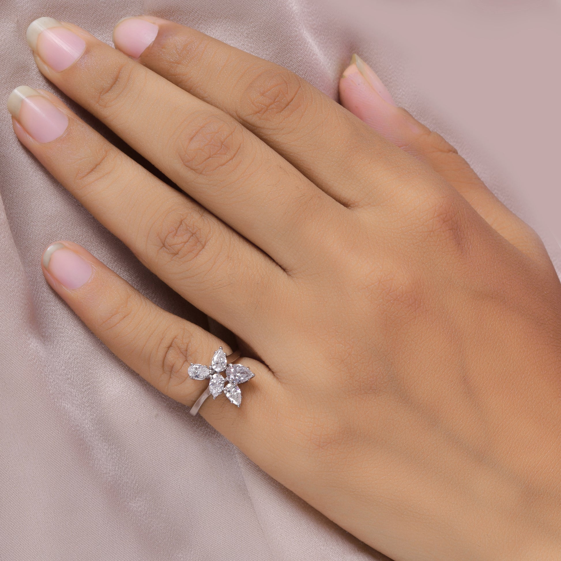 1.21Ct Pear Cut SI/HI Natural Diamond Pinky Anniversary Gold Ring