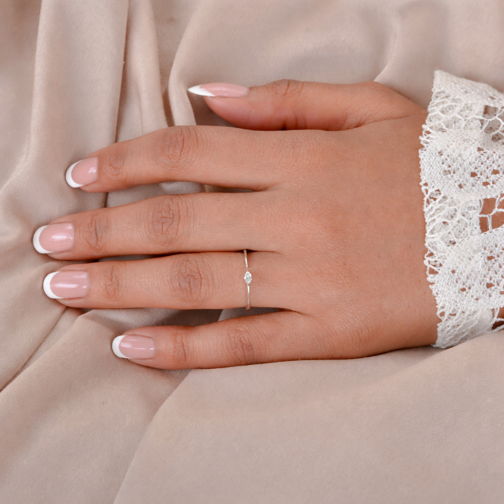 Minimalist Pear Cut Diamond Solitaire Open Cuff Ring