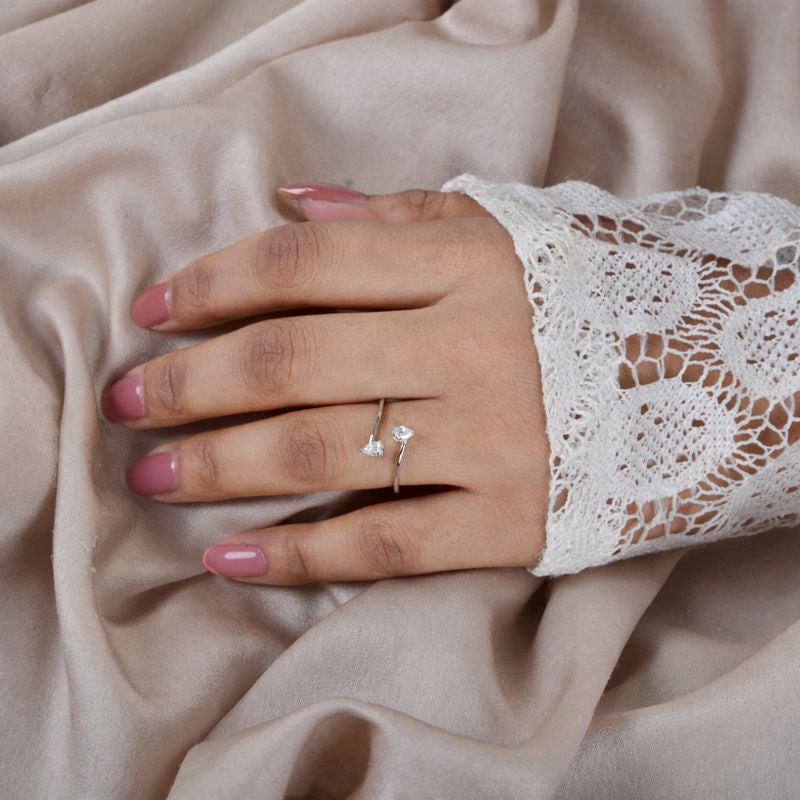 Dainty Pear Cut Diamond Open Band Promise Ring