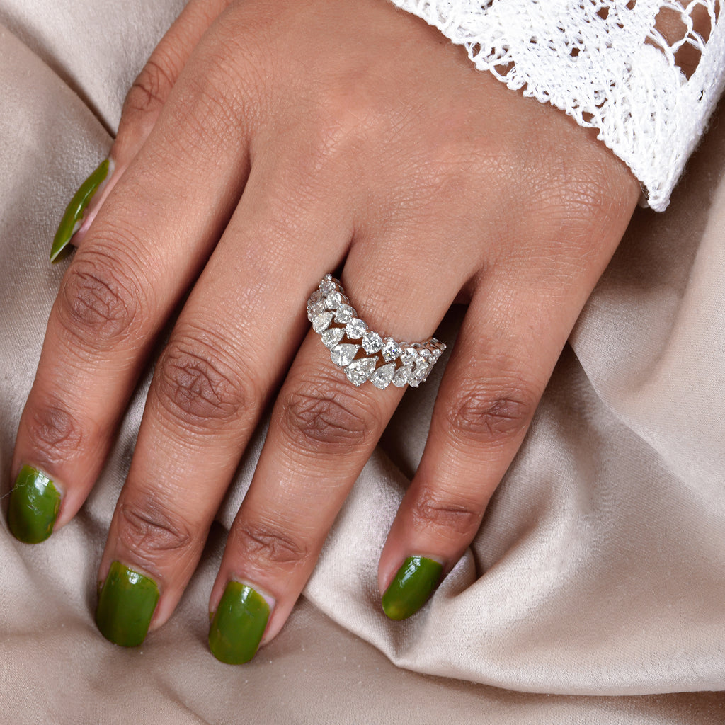 Round Pear Shape 2.41 Carat Natural Diamond Handmade Gold Ring