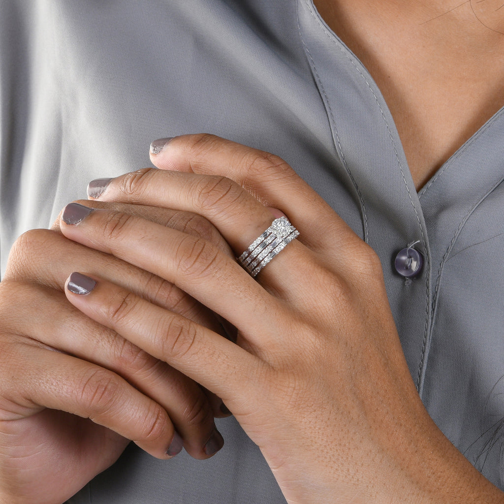 Statement Fine Gold Multi Row Natural Diamond Wedding Ring