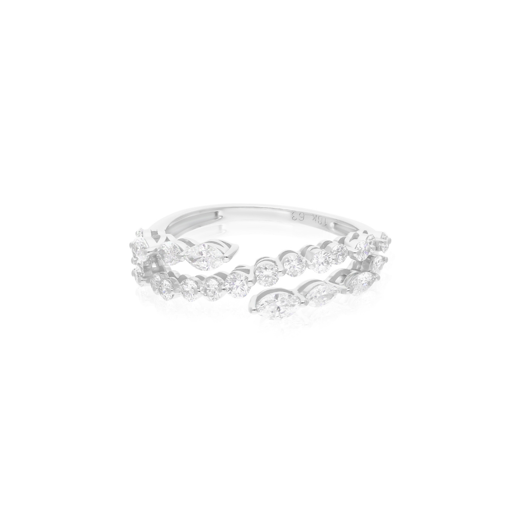 Minimalist 0.97Ct SI/HI Marquise & Round Diamond Gold Ring
