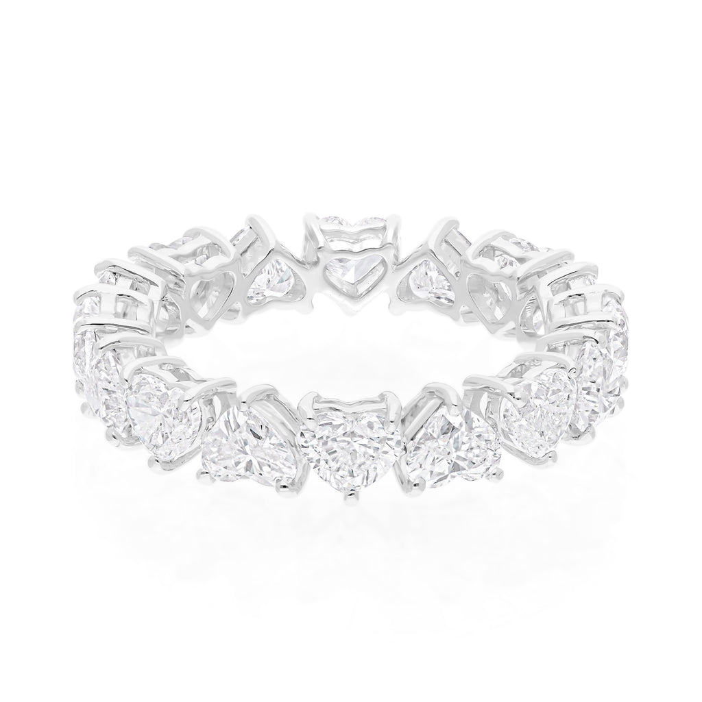 3.91 Carat Natural HI Color SI Clarity Heart Diamond Eternity Ring in Fine Gold