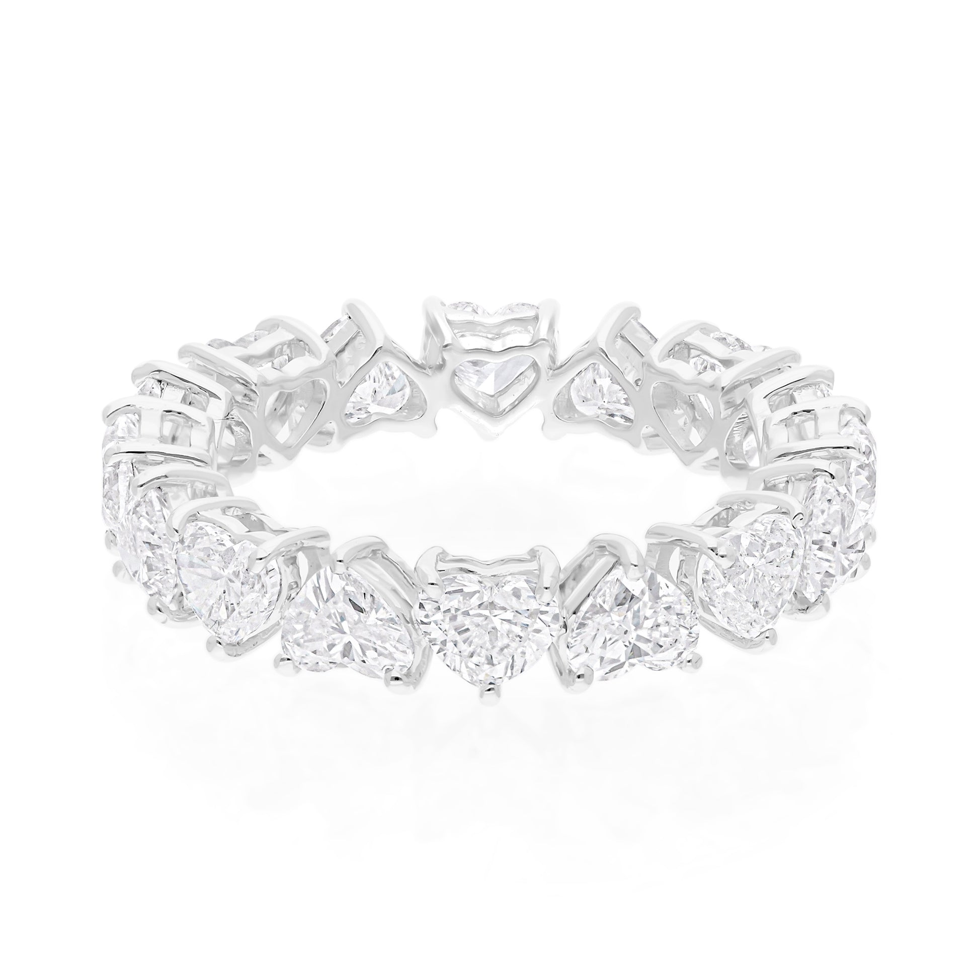 3.91 Carat Natural HI Color SI Clarity Heart Diamond Eternity Ring in Fine Gold