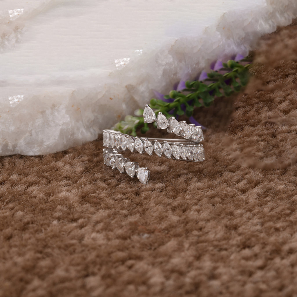 Handmade 1.83 Carat Pear & Marquise Diamond Gold Ring Jewelry