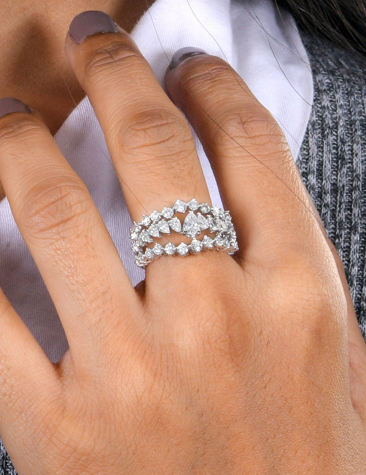 2.00Ct Natural SI/HI Pear Round Shape Diamond Engagement Gold Ring