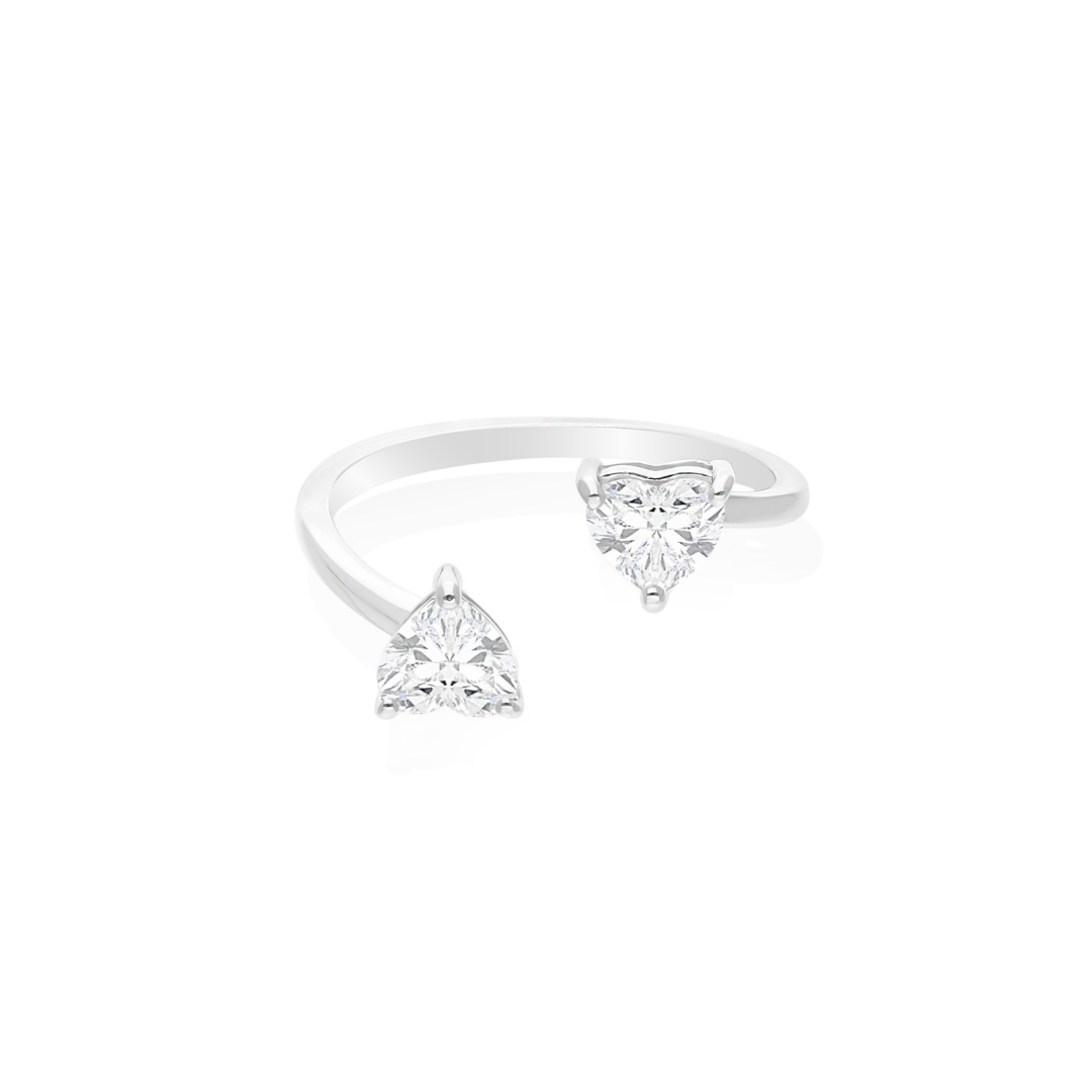 0.98Ct. Natural SI/H Heart Shape Diamond Cuff Ring Gold Birthday Gift