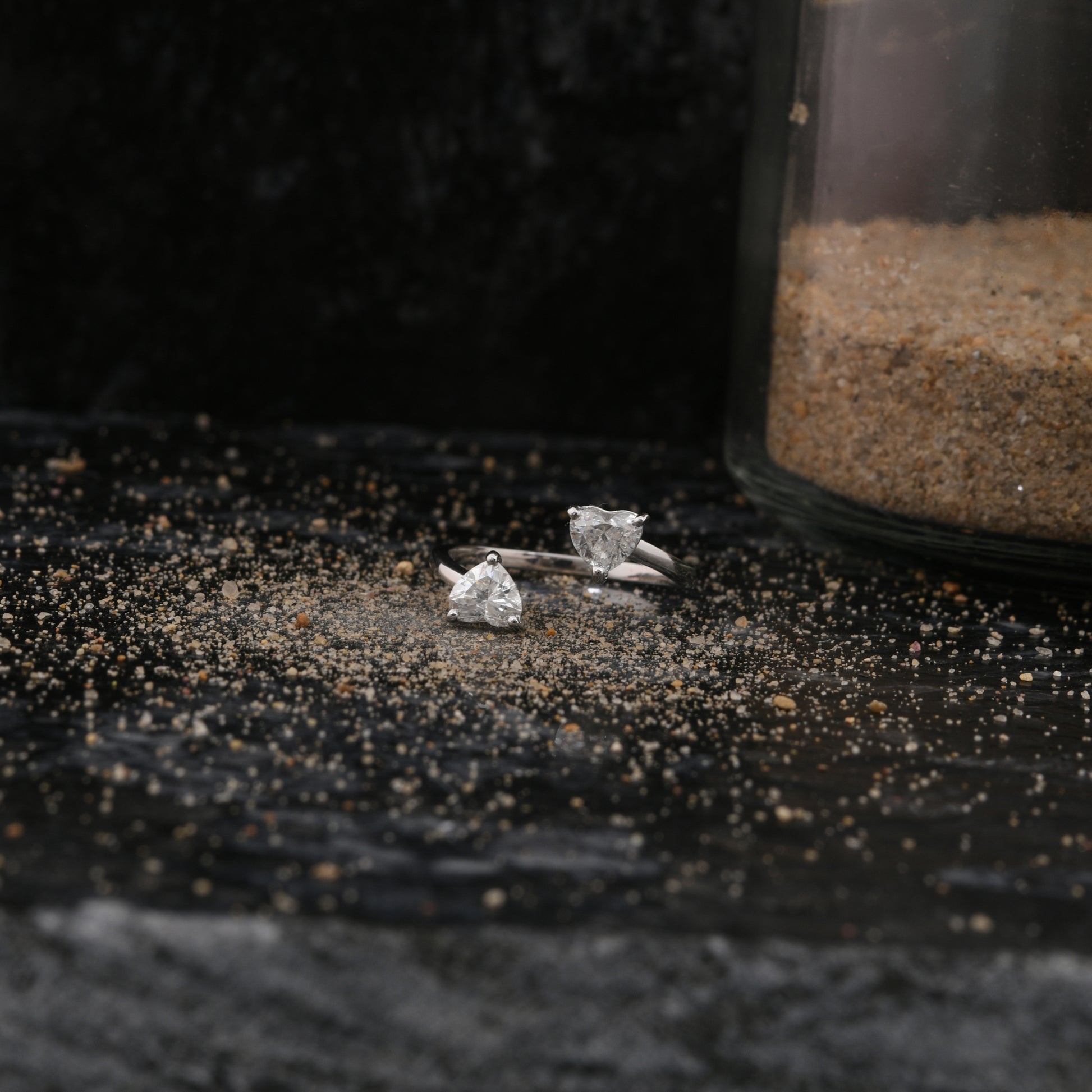 0.98Ct. Natural SI/H Heart Shape Diamond Cuff Ring Gold Birthday Gift