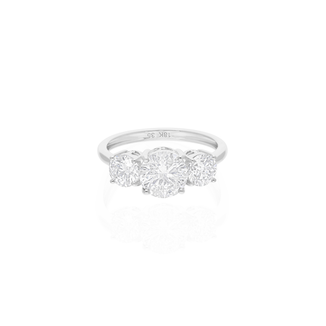 Three Stone 2.63Ct Natural Round Diamond Bridal Ring Gold Fine Jewelry