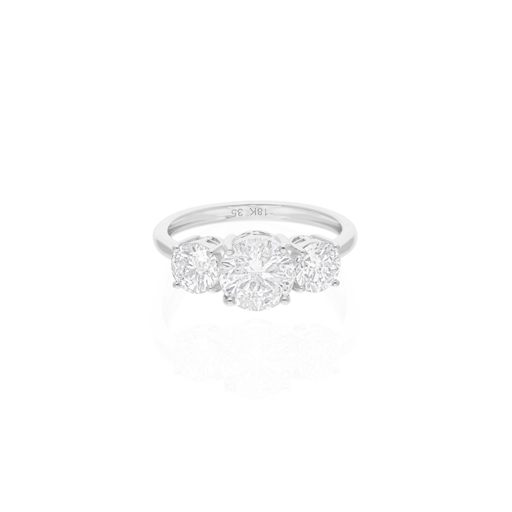 Three Stone 2.63Ct Natural Round Diamond Bridal Ring Gold Fine Jewelry