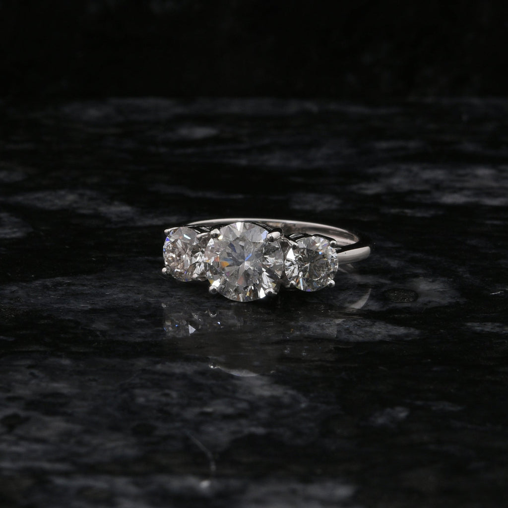 Exclusive Three Stone Natural Round Diamond Engagement Ring