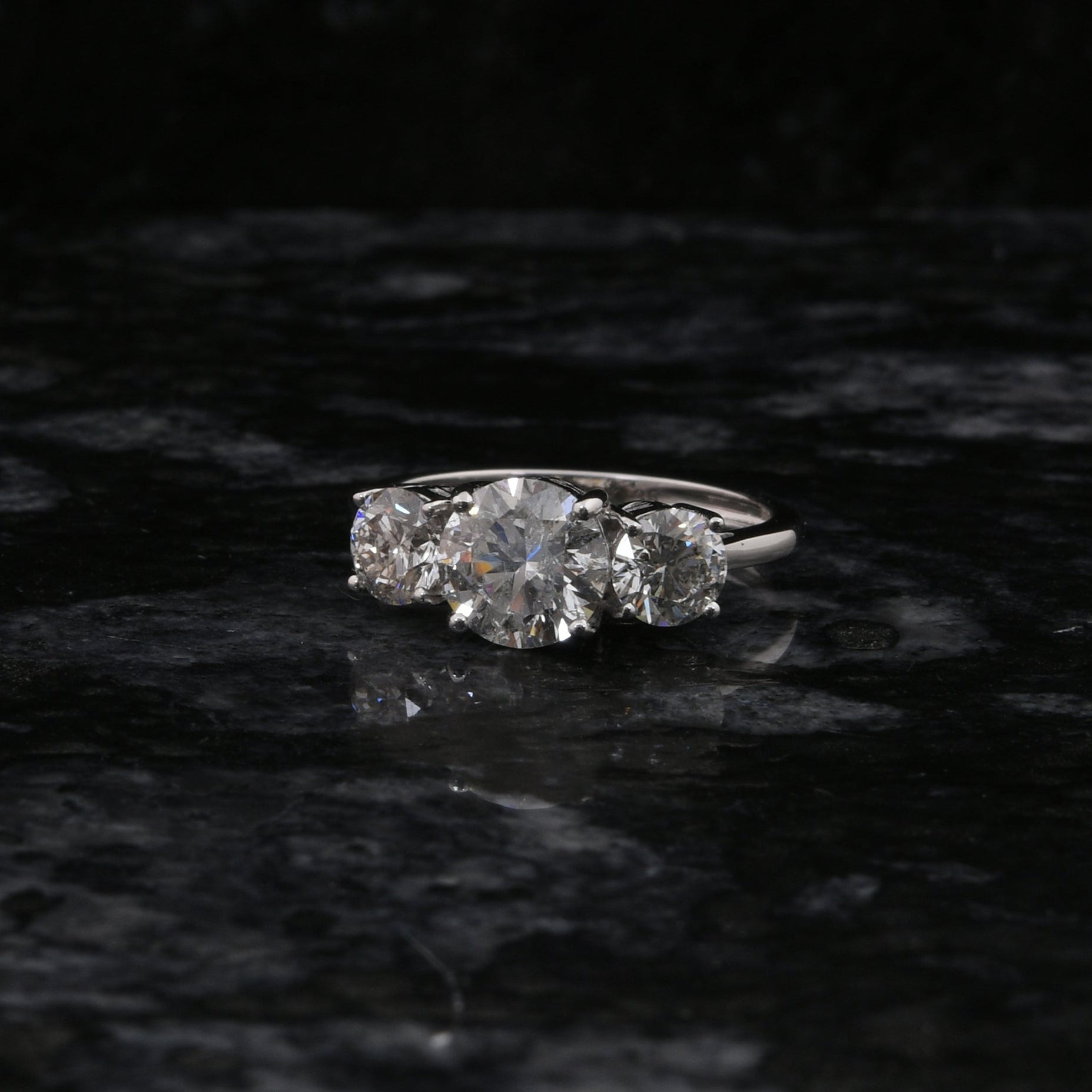 Exclusive Three Stone Natural Round Diamond Engagement Ring