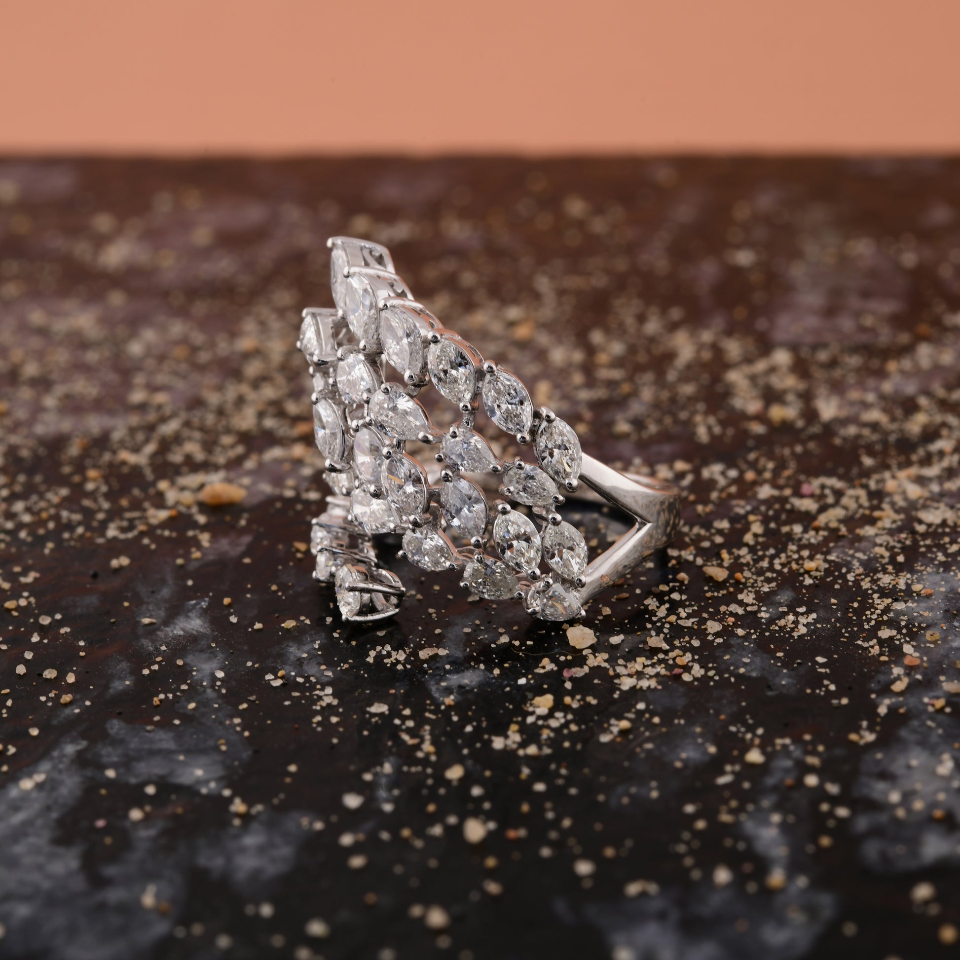 Multi Shape Natural Diamond Fine Gold Wrap Ring