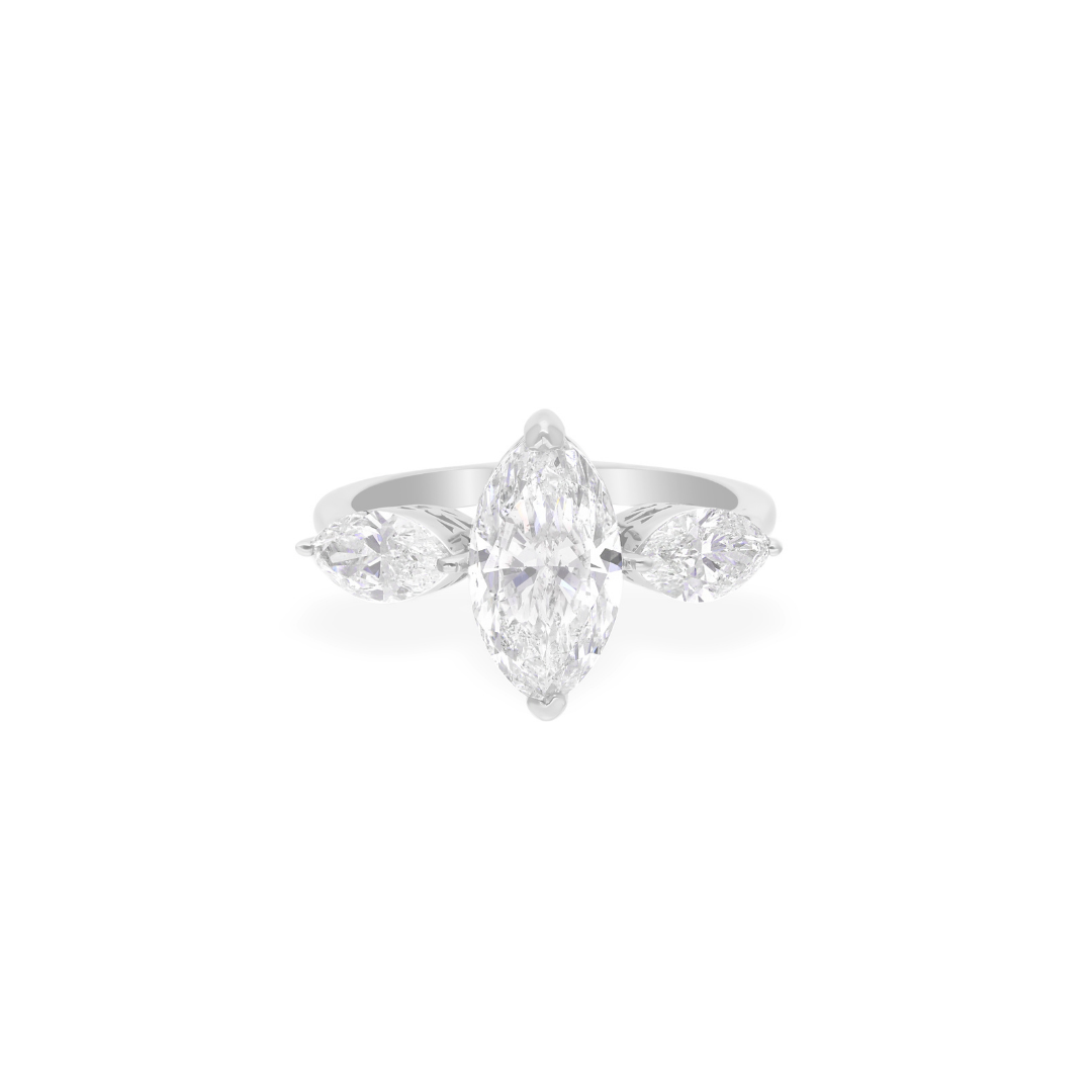 2.99 Ct SI/HI Marquise Cut Diamond Three Stone Ring Wedding Gift