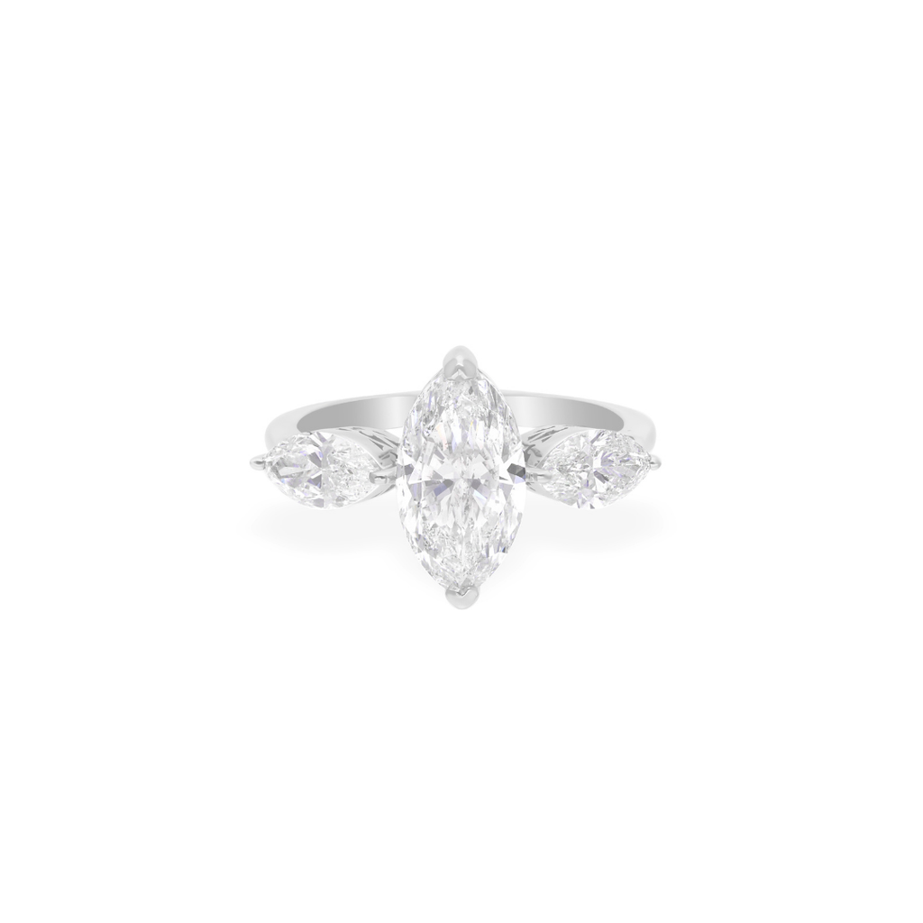 2.99 Ct SI/HI Marquise Cut Diamond Three Stone Ring Wedding Gift