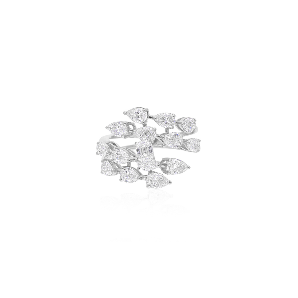 2.90 Ct Natural SI/HI Pear Cut Diamond Cluster Spiral Ring Perfect for Gift