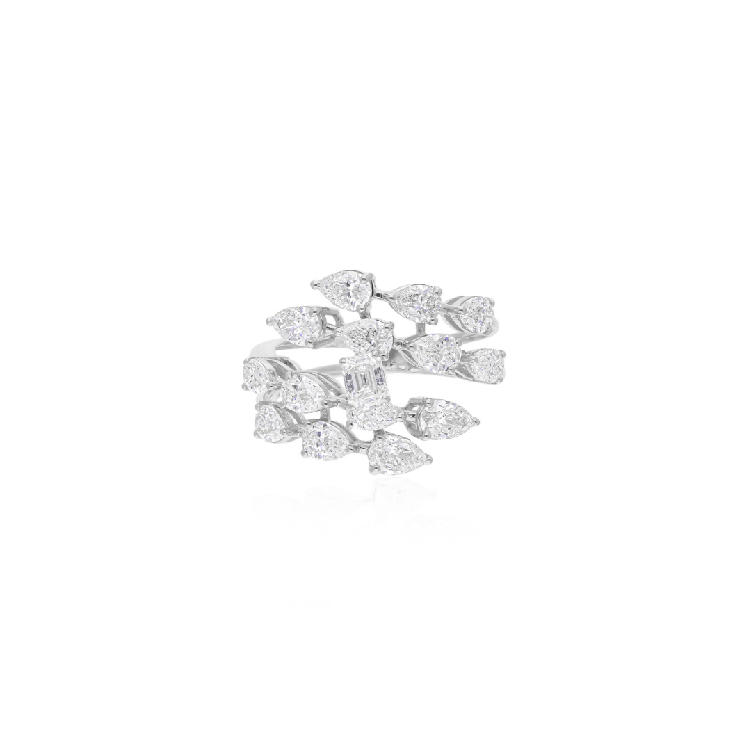 2.90 Ct Natural SI/HI Pear Cut Diamond Cluster Spiral Ring Perfect for Gift