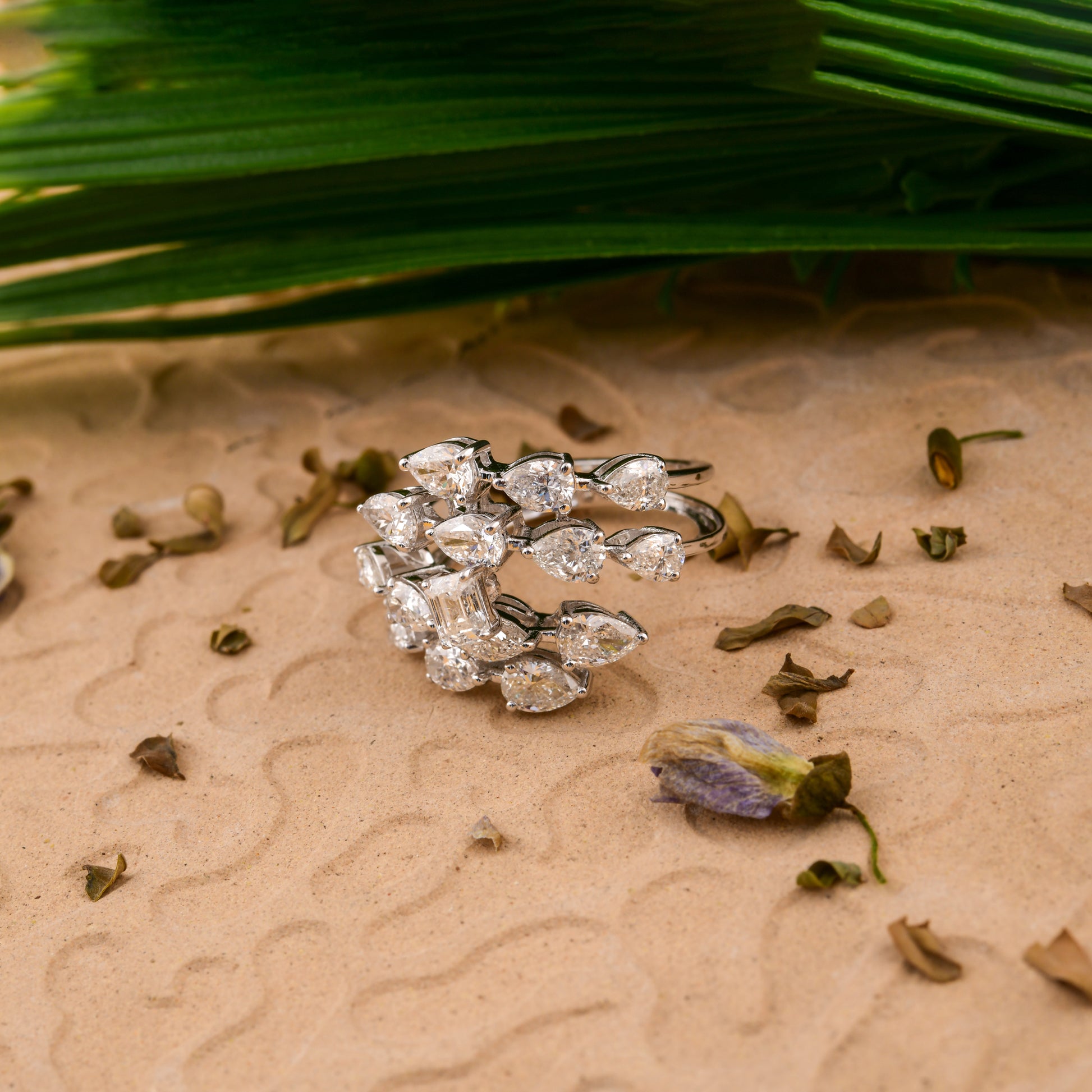 2.90 Ct Natural SI/HI Pear Cut Diamond Cluster Spiral Ring Perfect for Gift