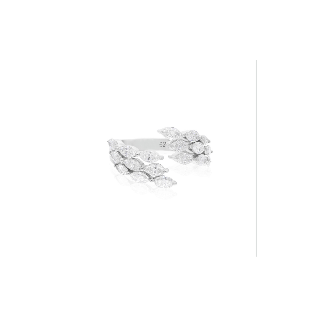 1.71 Ct SI/HI Marquise Cut Diamond Fine Gold Open Cuff Band Ring