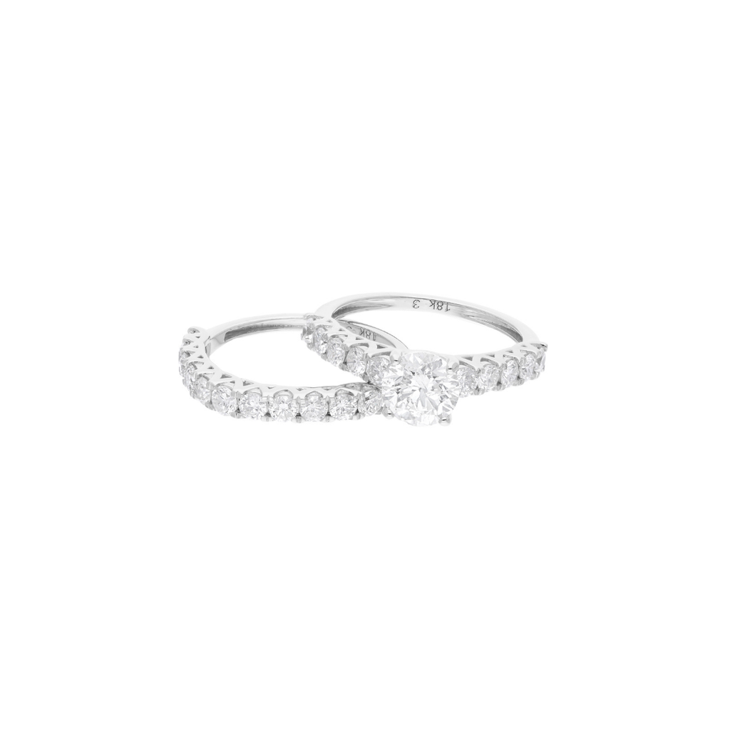 Classic 2.45 Ct Natural Diamond Gold Wedding Ring with Matching Band Set