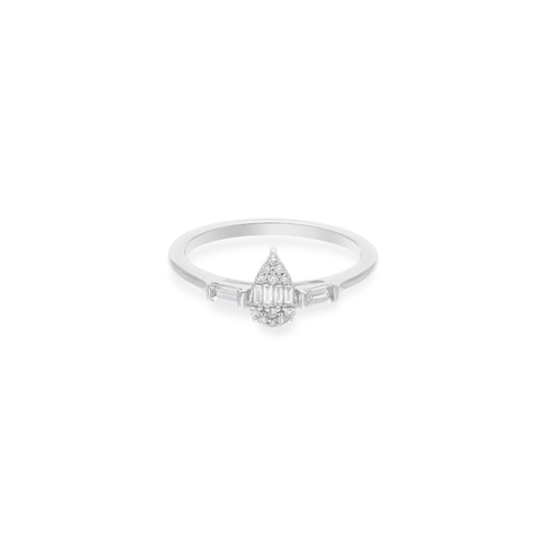 0.31 Ct SI/HI Baguette Round Cut Diamond Pear Shape Stackable Ring