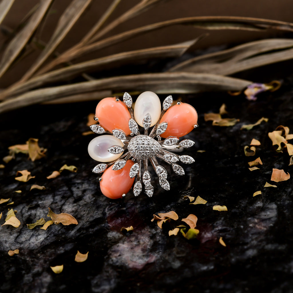 10.27 Tcw Multi Gemstone Cluster Ring with HI/SI Diamond Perfect for Gift