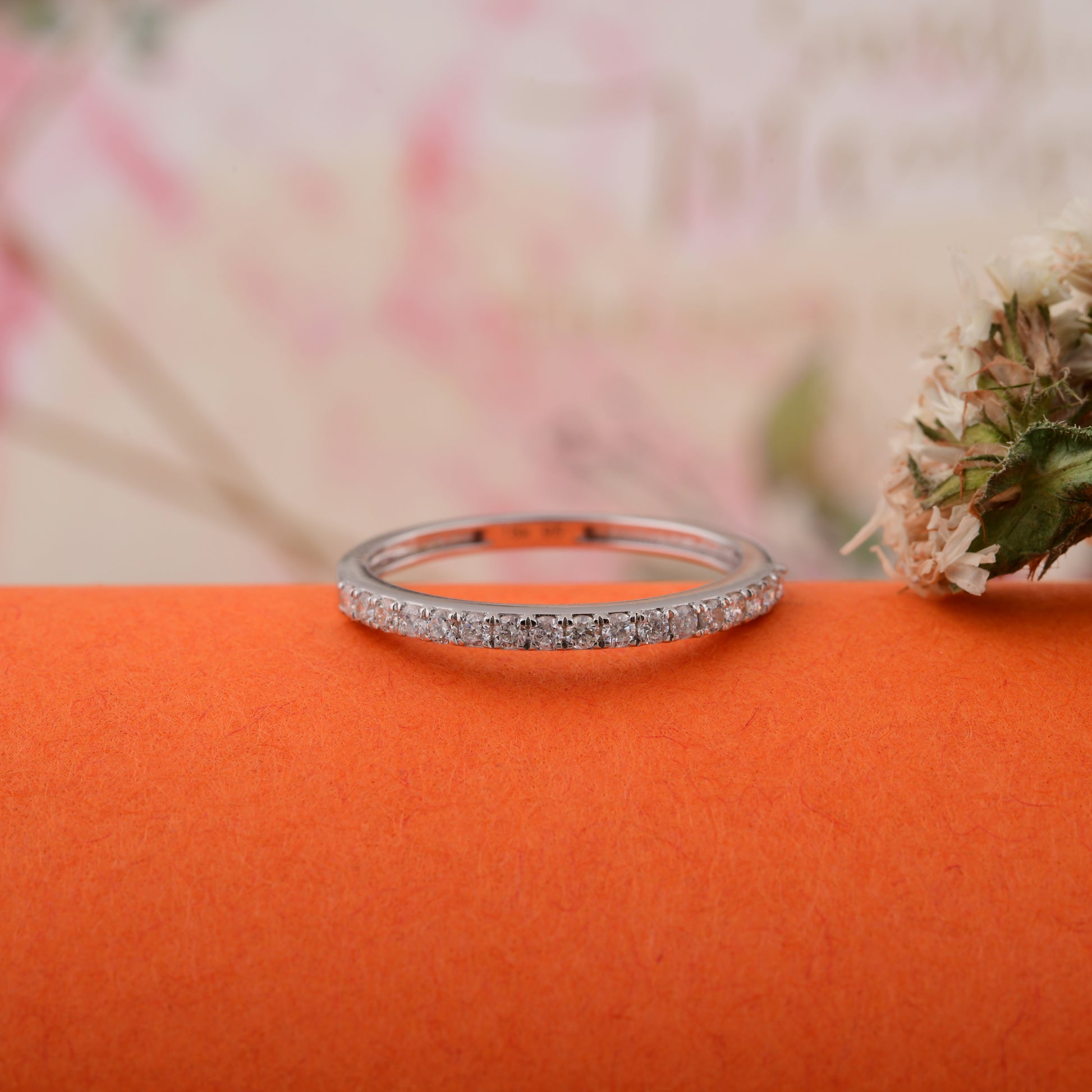 0.25 Ct Round Cut HI/SI Diamond Half Eternity Stacking Band Wedding Ring