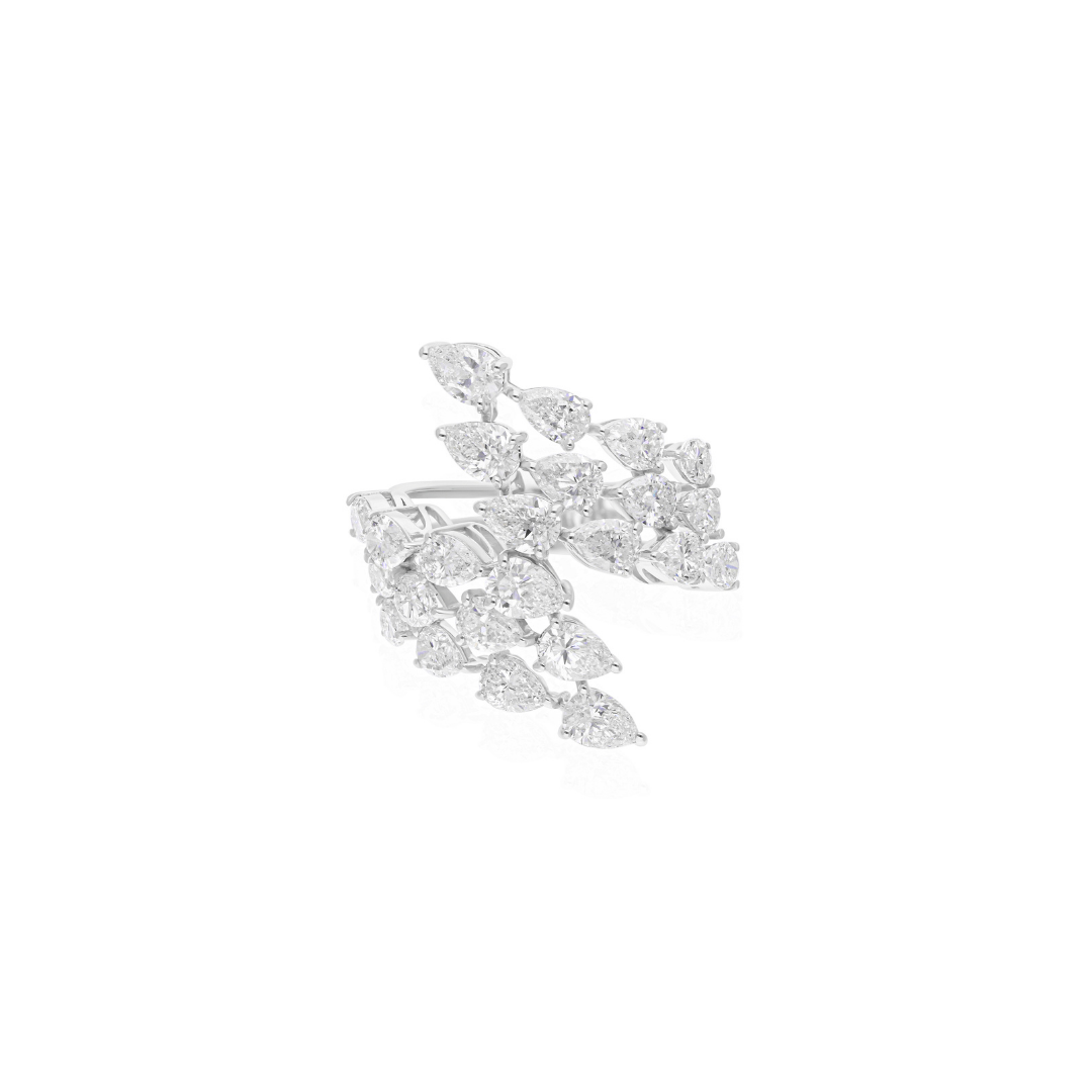 Luxury 4.47 Ct Pear Shape Diamond Bypass Ring for Women Statement Jewelry